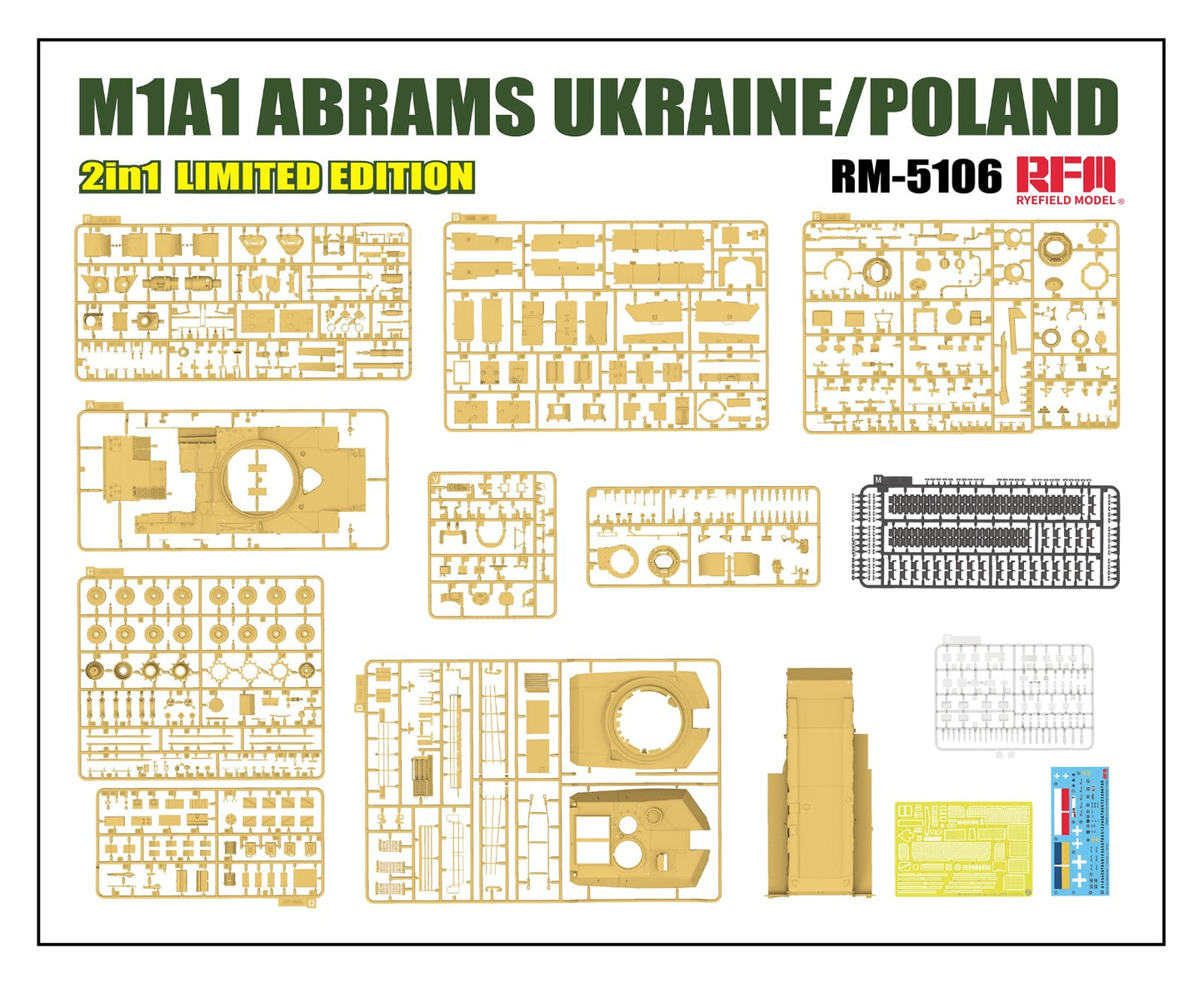 Rye Field Model M1A1 Abrams Ukraine/Poland 2-in-1 w/Kontakt-1 ERA Limited Edition Tank