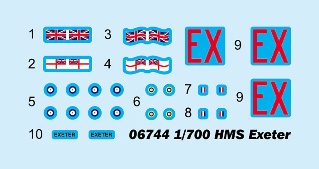 Trumpeter 06744 1/700 Scale HMS Exeter Military Plastic Cruiser Ship Assembly Model Kits