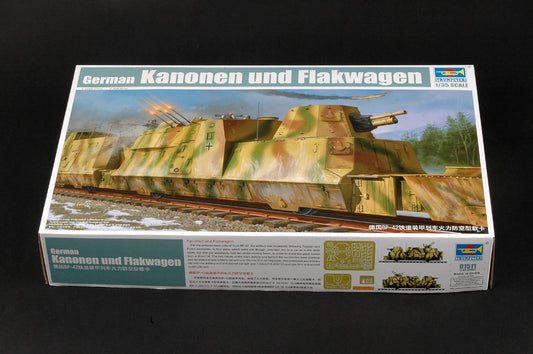 Trumpeter 1/35 WWII German Army Kanonen and Flakwagen Armored Anti-Aircraft Rail Car