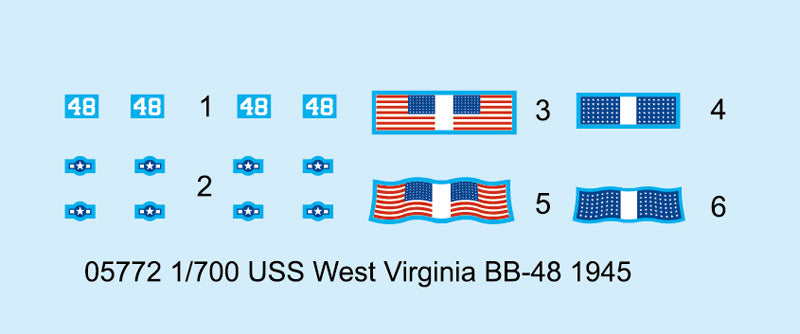 Trumpeter 1/700 USS West Virginia BB-48 1945 Battleship