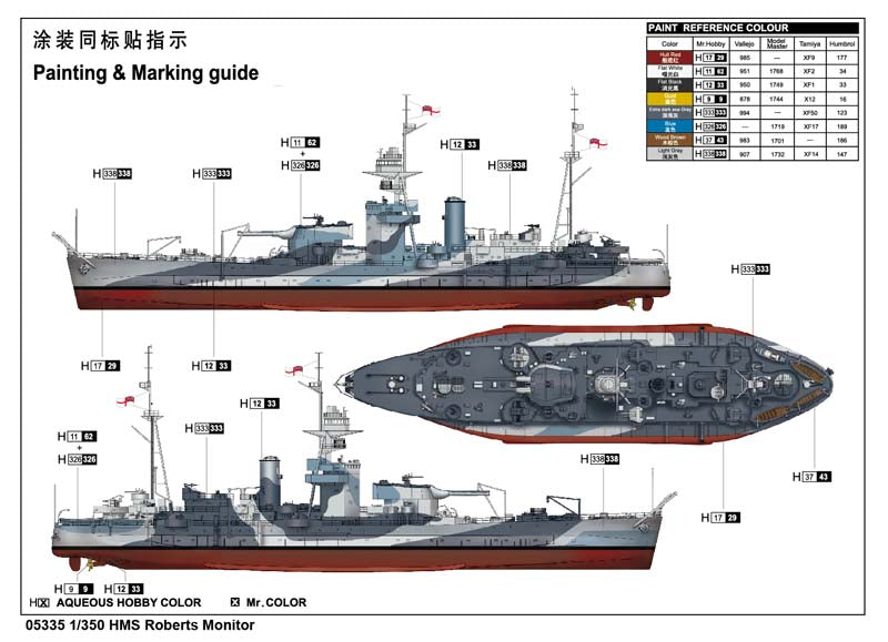 Trumpeter HMS Roberts Monitor Plastic Model Kit (1/350 Scale)