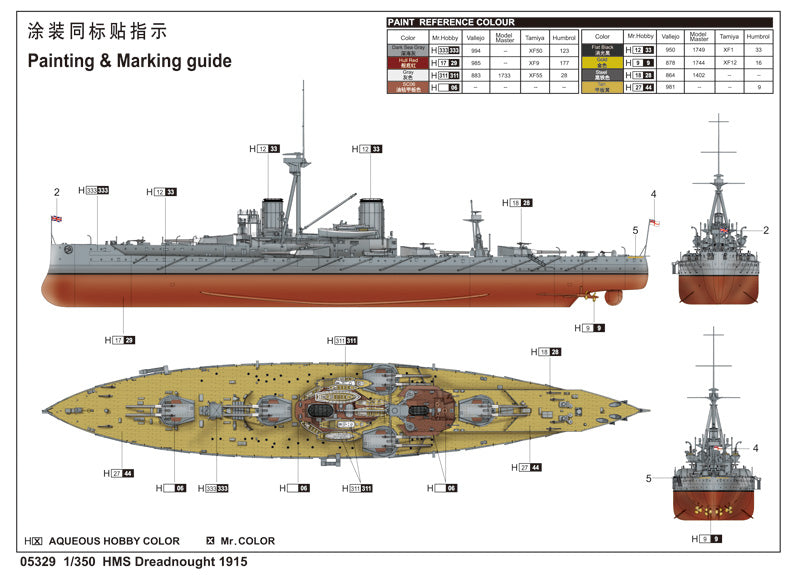 Trumpeter HMS Dreadnought WWI British Batteship 1915 (1/350 Scale)