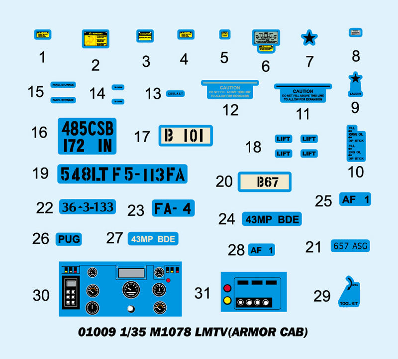 Trumpeter M1078 Light Medium Tactical Vehicle Cargo Truck with Armored Cab Model Kit, Scale 1/35