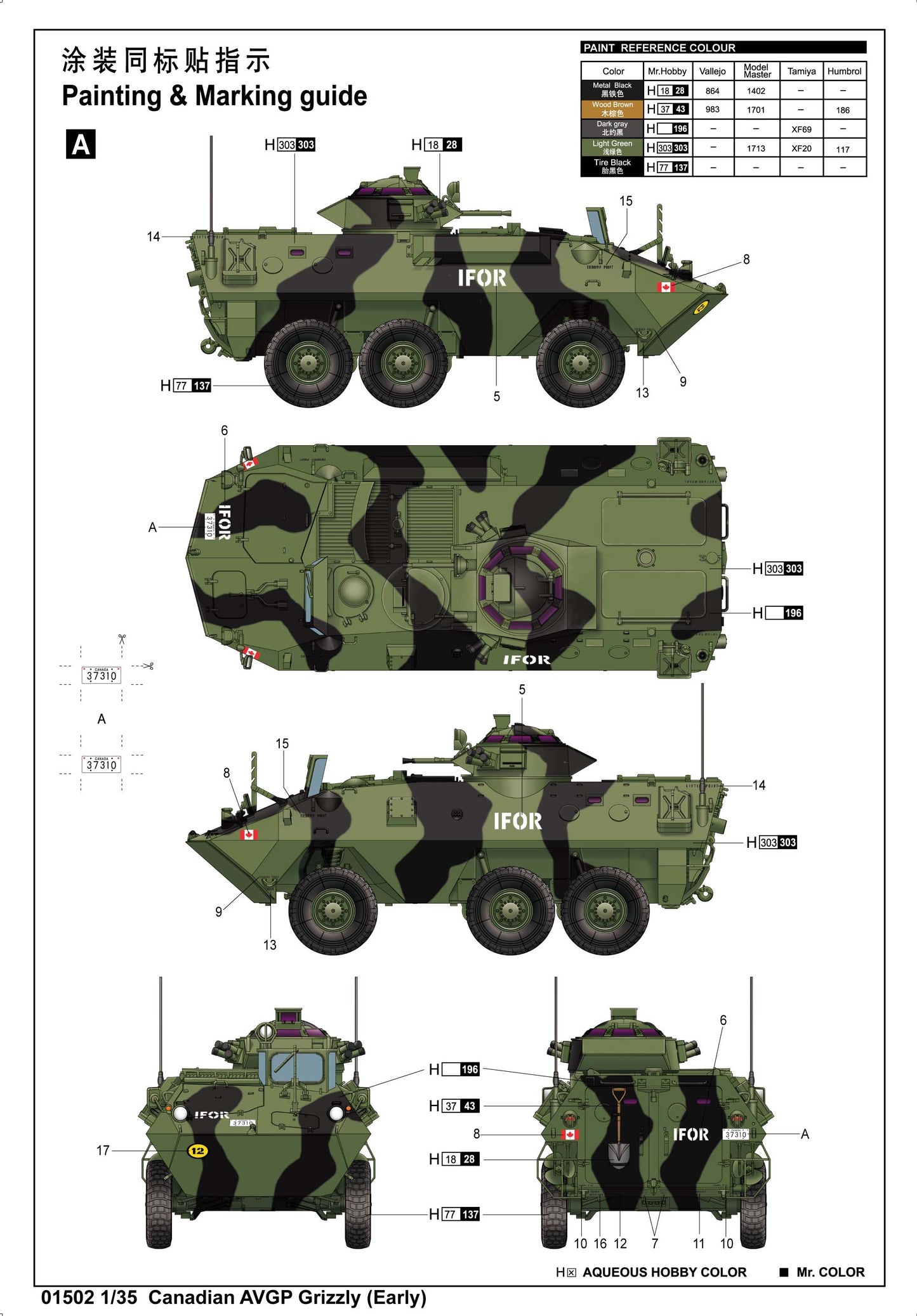 Trumpeter 1/35 Scale Canadian Grizzly 6x6 Armored Vehicle General Purpose (AVGP)