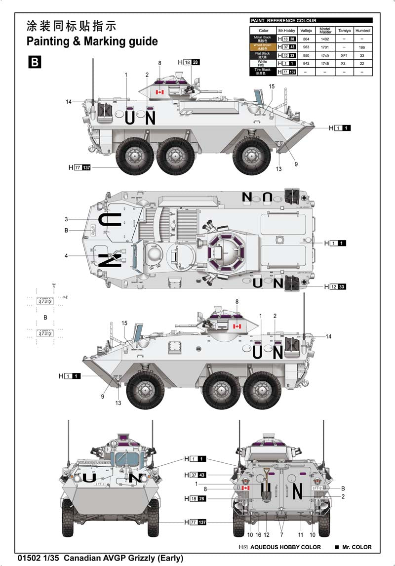 Trumpeter 1/35 Scale Canadian Grizzly 6x6 Armored Vehicle General Purpose (AVGP)