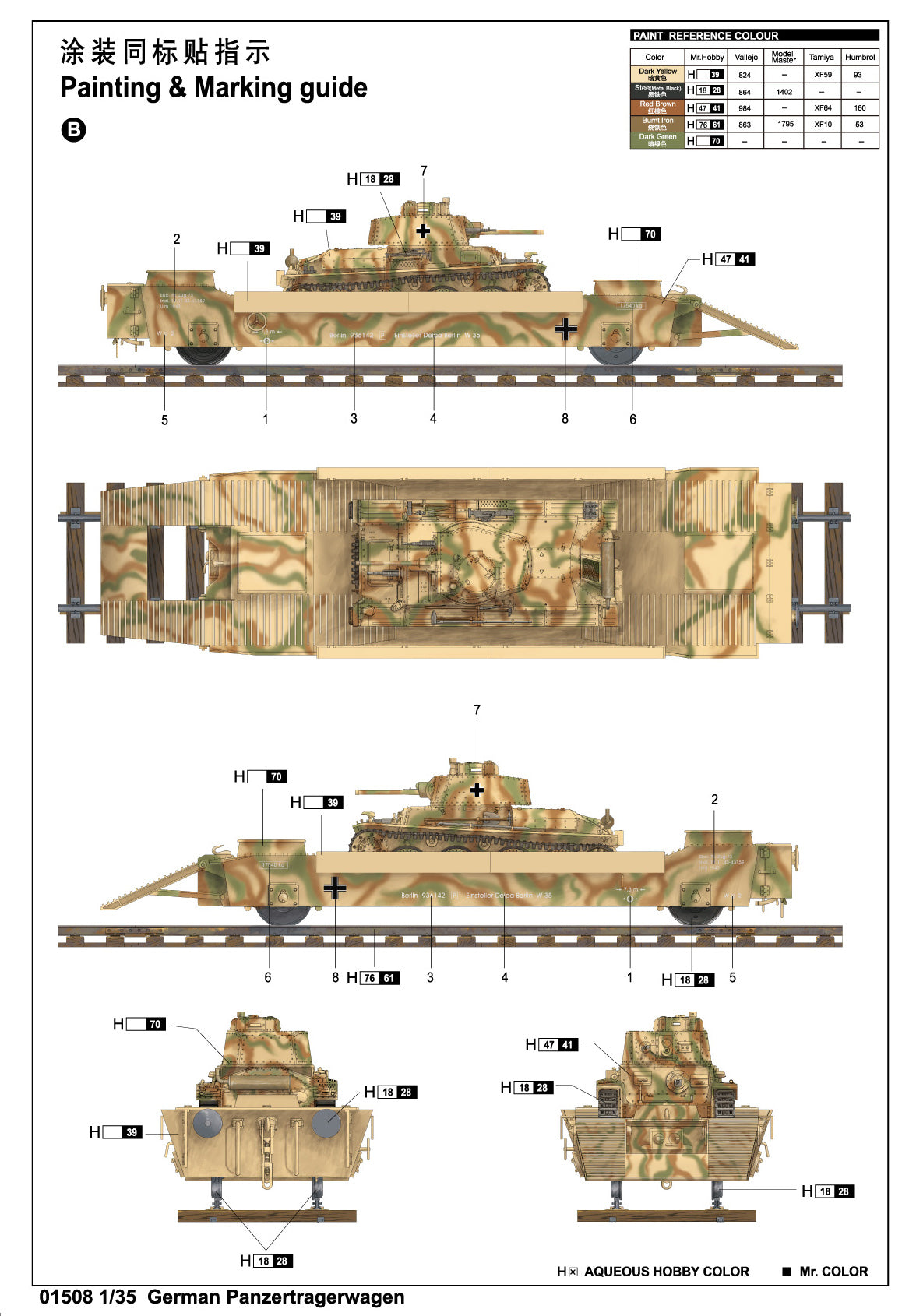 Trumpeter 1/35 WWII German Army Panzertragerwagen Tank Transport Flat Car