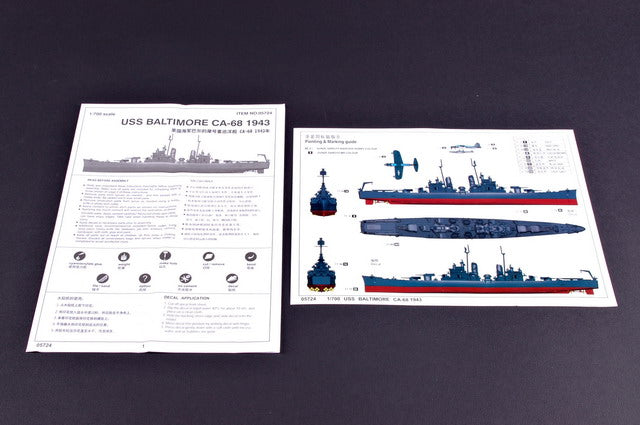 Trumpeter 1/700 USS Baltimore CA68 Heavy Cruiser 1943 Ship Model Kit