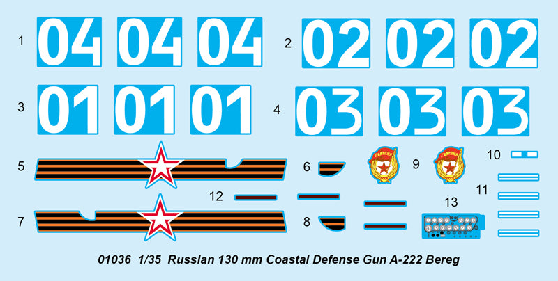 Trumpeter 1/35 Russian 130MM Coastal Defense Gun A-222 BEREG Tank Model kit