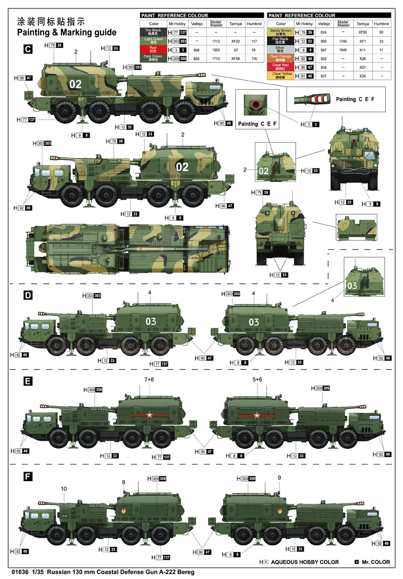 Trumpeter 1/35 Russian 130MM Coastal Defense Gun A-222 BEREG Tank Model kit