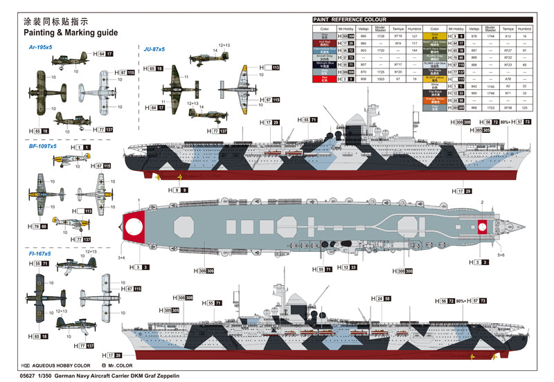 Trumpeter 1/350  German Navy  Aircraft Carrier DKM Graf Zeppelin Plastic Model Ship kit