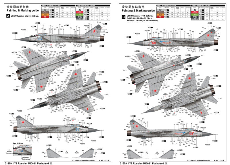 Trumpeter 1/72 Russian MiG-31 fFoxhound Aircraft Model Kit