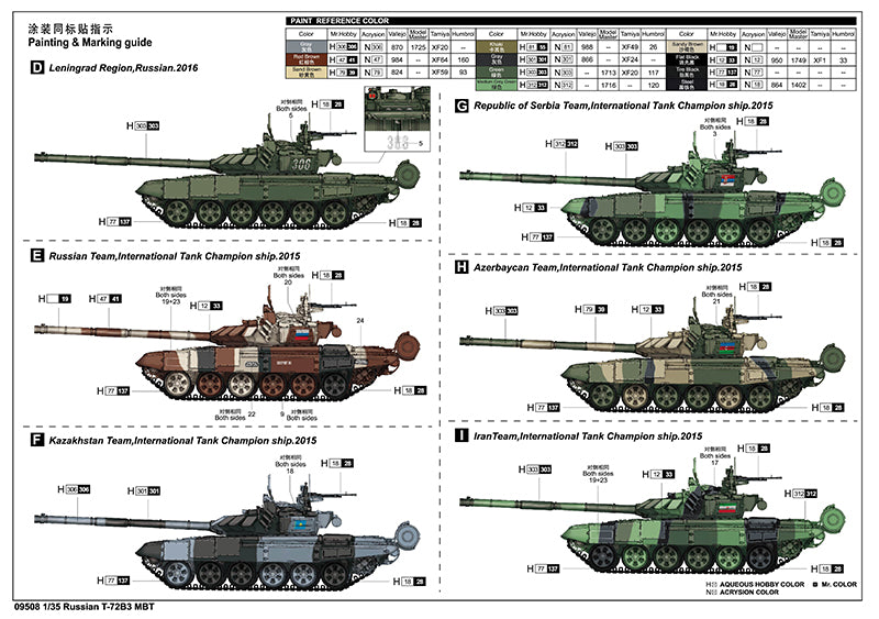 Trumpeter 1/35 Russian T-72B3 Main Battle Tank Plastic Model kit