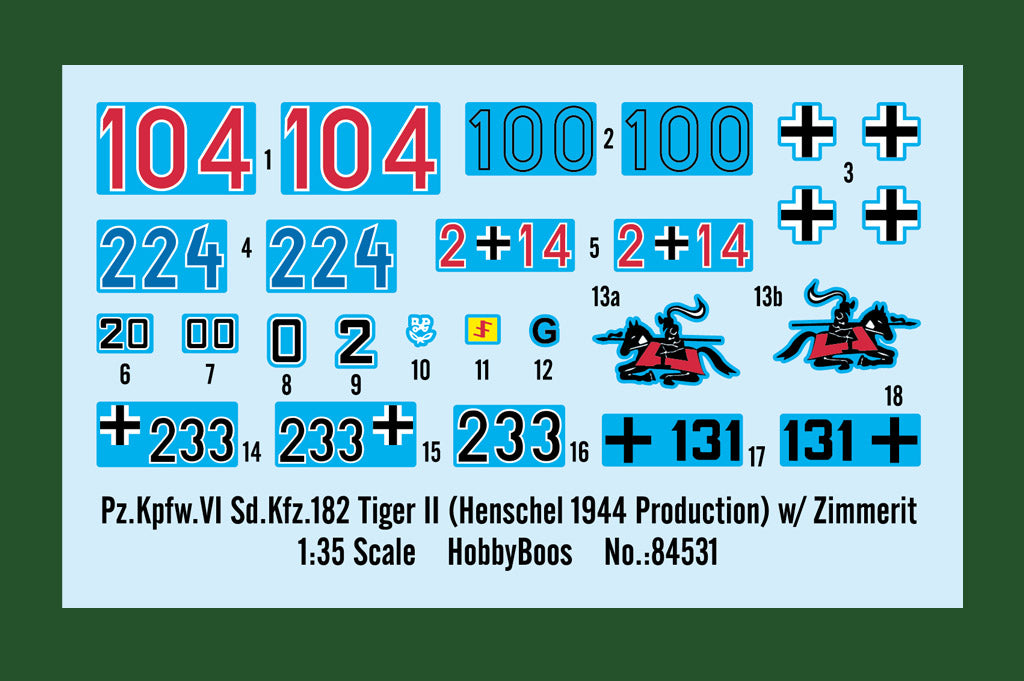 Hobby Boss 084531 Pz.Kpfw.VI Sd.Kfz.182 Tiger II (Henschel 1944 Production) w/Zimmerit