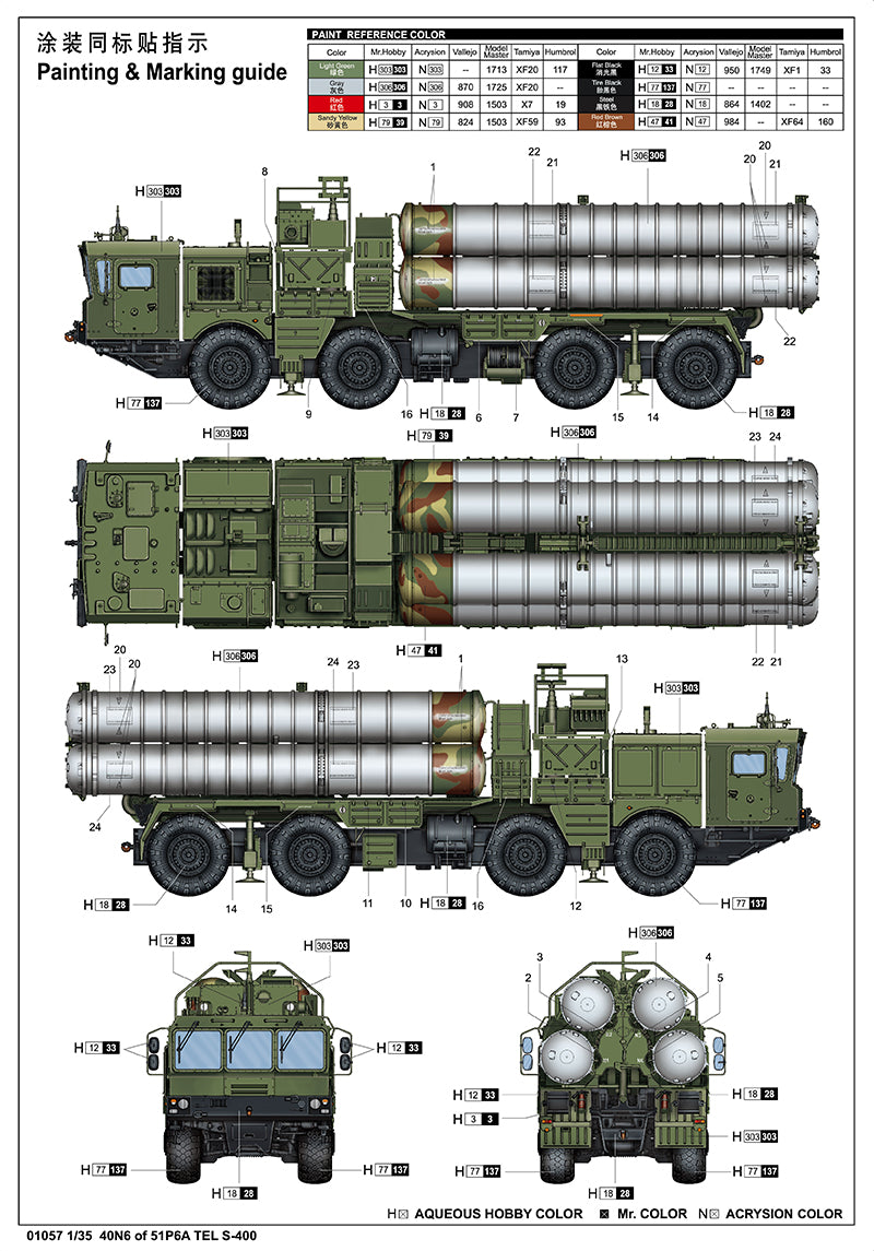 Trumpeter  40N6 auf 51P6A Tel S-400 1/35 Plastic Model Rocket kit, Various