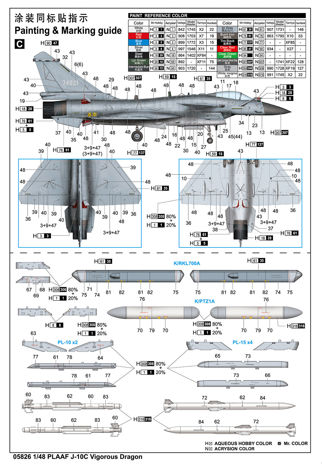 Trumpeter PLAAF J-10C Vigorous Dragon (1/48 Aircraft kit )