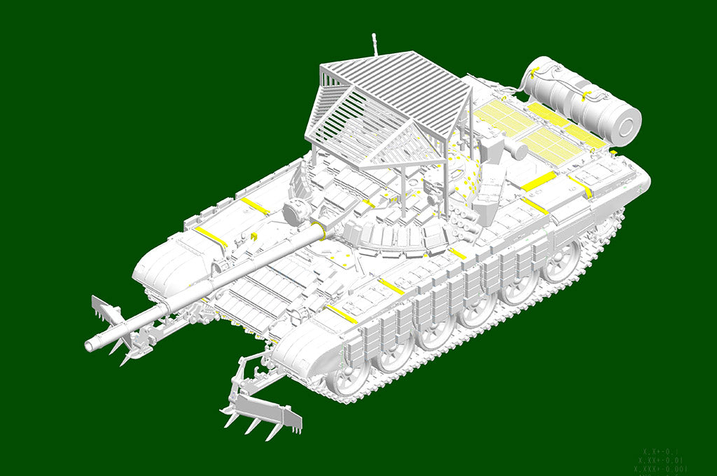 Trumpeter Russian T-72B1 tank with KMT-6 minesweeper and fence(1/35 scale Tank kit)