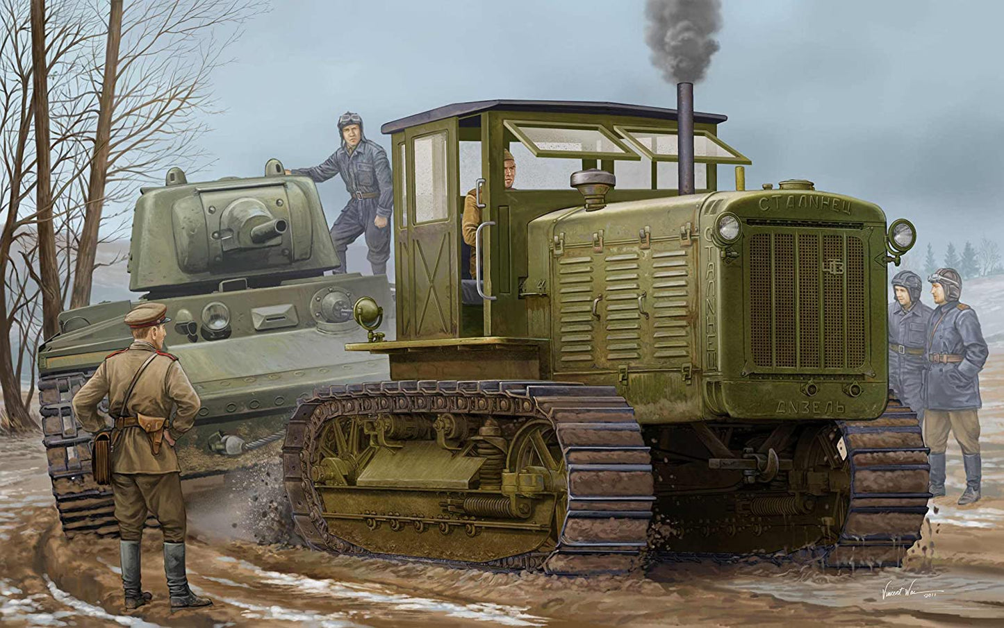 Trumpeter ChTZ S-65 Russian Tractor with Cab Armored vehicle Model Kit, (1/35 Scale )